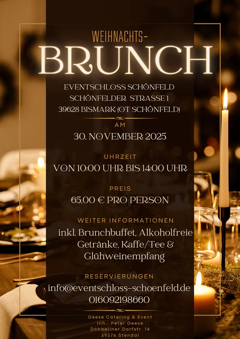 Weihnachtsbrunch 2025 im Eventschloss Schönfeld