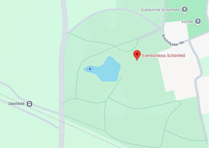 Anfahrtskarte mit Standort des Eventschloss Schönfeld in Bismark OT Schönfeld